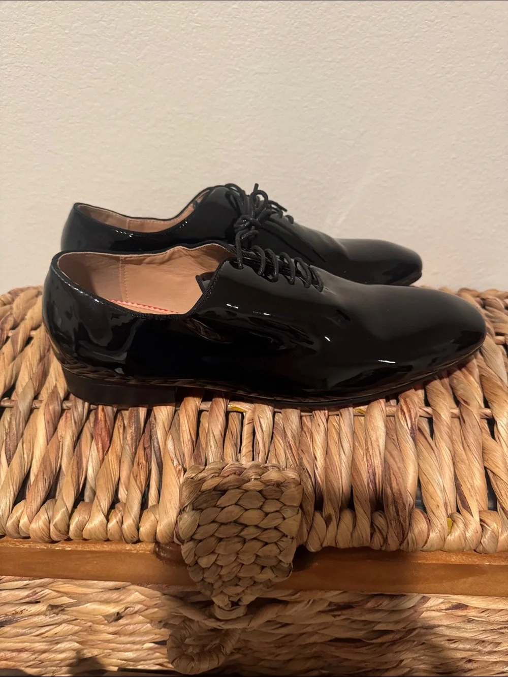 Christian Louboutin Black Patent Leather Lace-Up Dress Shoe